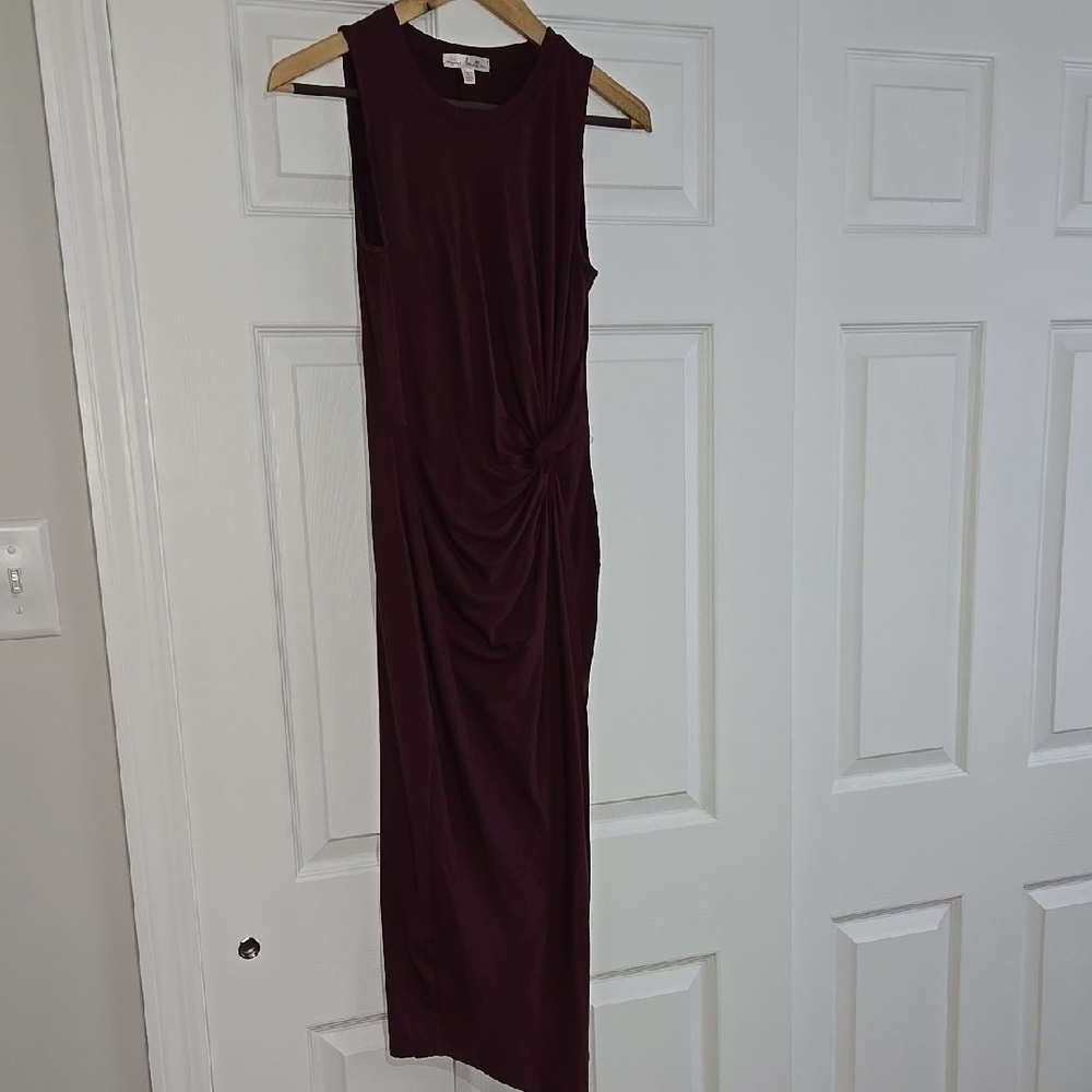 Nine Britton Red Sleeveless Ruched Maxi Dress